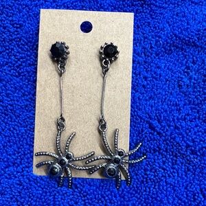 Black Spider Dangle Earrings
